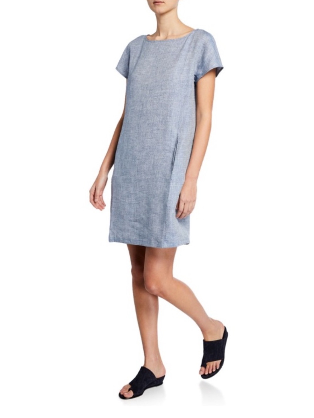 Eileen Fisher Shift Dress Organic Linen Costal Natural Fiber